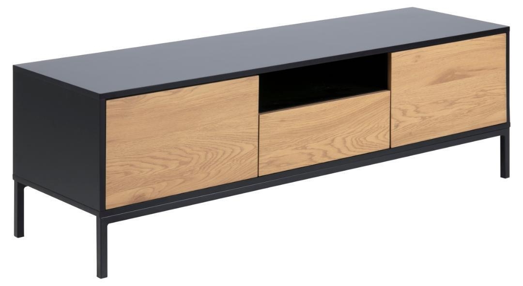 Tv-meubel Bronx MDF Zwart/Naturel 140cm - Giga Living