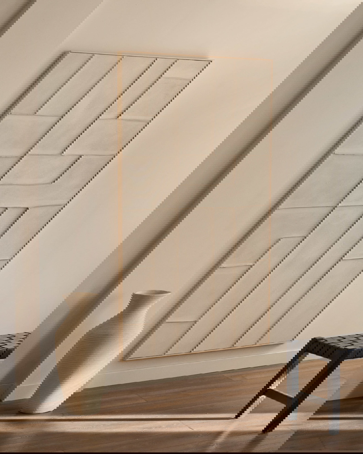 Kave Home Schilderij Klis Linnen met Geometrische Vormen Wit 120x200cm