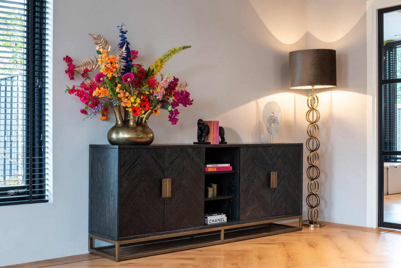 Richmond Dressoir Blackbone Brass 4-deuren + open vak