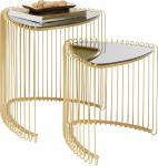 Kare Design Bijzettafel Wire Triangle Goud Set van 2