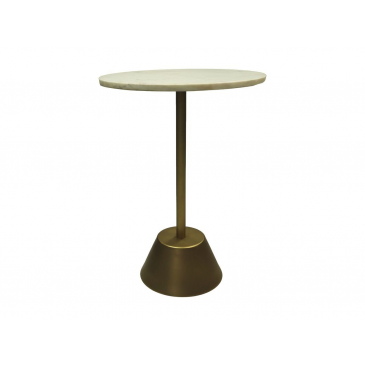 HSM Collection Bijzettafel Marmer Wit/Goud Ø40cm