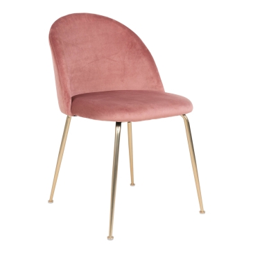 House Nordic Eetkamerstoel Geneve Velvet Roze Brass