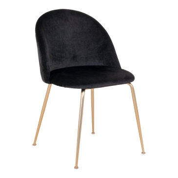 House Nordic Eetkamerstoel Geneve Velvet Zwart Brass