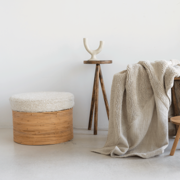 Urban Nature Culture Poef Rattan And Sherpa Naturel