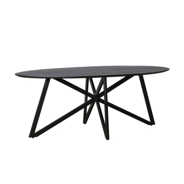 Livingfurn Eettafel Oslo Zwart Acacia Web Poot 200 cm