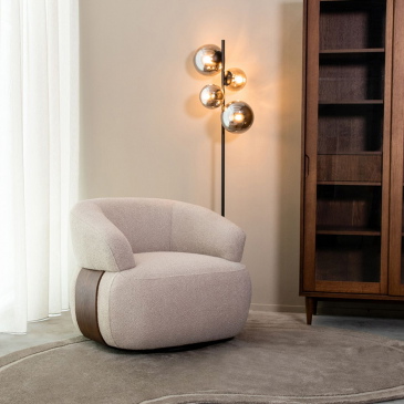 LABEL51 Fauteuil Valenza Bouclé Naturel/Walnoot