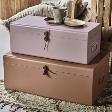 House Doctor Opberg Box Metal Beige/Roze