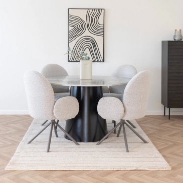 House Nordic Eettafel Brito Melamine Grijs/Zwart Ø120cm
