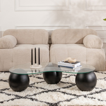 Salontafel Sphere Organisch Glas/Zwart