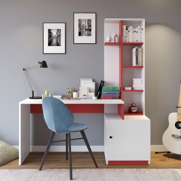 Bureau Canas Melamine Wit Rood