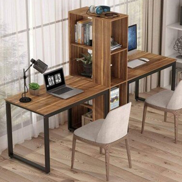 Bureau Buyuk Melamine Walnoot met Kolom 240cm