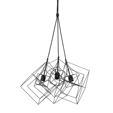 Light & Living Hanglamp 3-Lichts Kubinka Mat Zwart 25x25x26cm