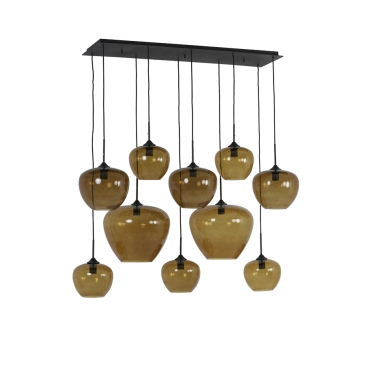 Light & Living Hanglamp 10-Lichts Mayson Glas Bruin 120cm