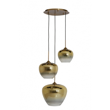 Light & Living Hanglamp Mayson 3-Lichts Glas Goud 160cm