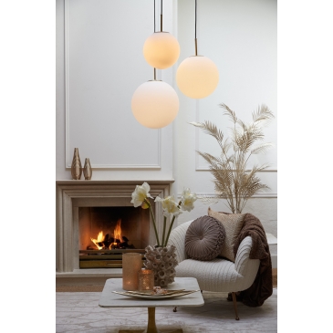 Light & Living Hanglamp Medina Glas Mat Wit Ø25cm