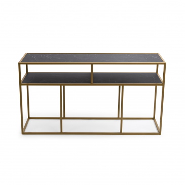 Stalux Sidetable Teun Marmerlook Zwart/Goud 150cm