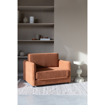 Loveseat Slaapbank Jopie Ribcord Bruin - Giga Meubel