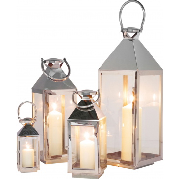 Kare Design Lantaarn Giardino Zilver Set van 4