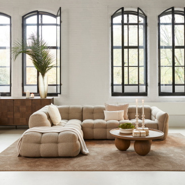 Rivièra Maison Hoekbank Imperial Links Bouclé Naturel Grijs
