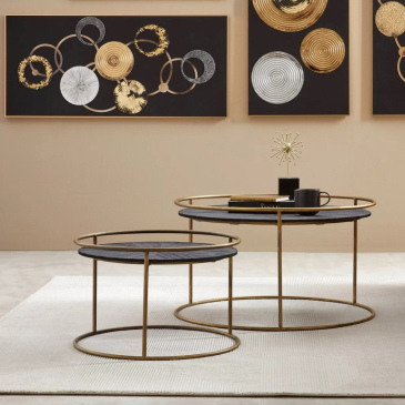 PTMD Salontafel Carry Zwart/Goud Set van 2