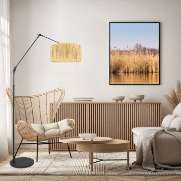 Steinhauer Booglamp Prestige Chic Zwart Gras Naturel