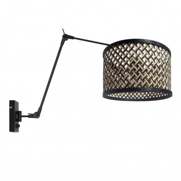 Steinhauer Wandlamp Prestige Chic Zwart Bamboe Naturel/Zwart