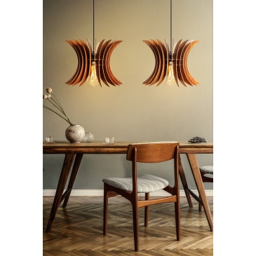 Hanglamp Sahip Curve MDF Walnoot Set van 2