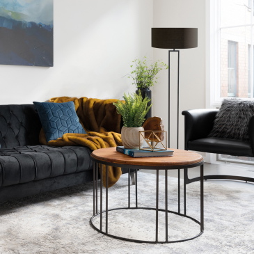 Steinhauer Vloerlamp Stang Linnen Zwart/Goud