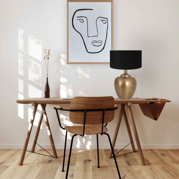 Steinhauer Tafellamp Brass Vaas Bol Linnen Zwart/Goud