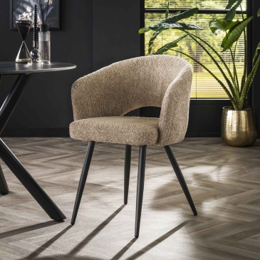Armstoel Salon Bouclé Zand - Giga Meubel