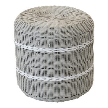 Lesli Living Poef Saigon Wicker Grijs Ø41x40cm