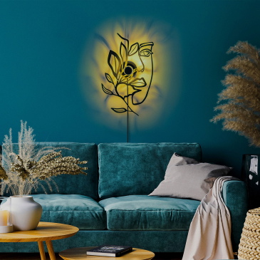 Wandlamp Flower Faced Zwart