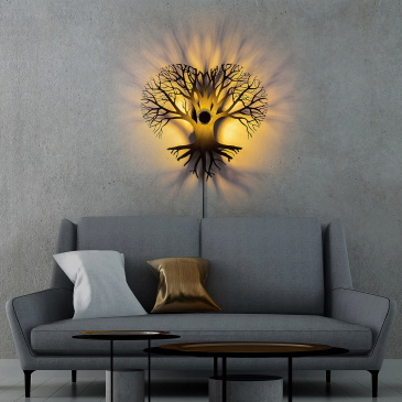 Wandlamp Heart Tree Zwart