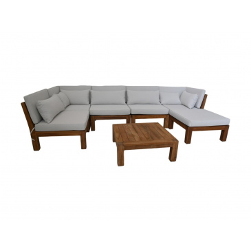 HSM Collection Tuin Loungeset Aruba 7-Delig Teak Naturel/Wit