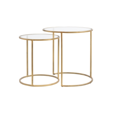 Light & Living Bijzettafel Set van 2 Duarte Glas Goud Ø40/Ø50cm