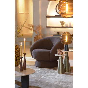 Light & Living Fauteuil Avoria Bouclé Donkerbruin