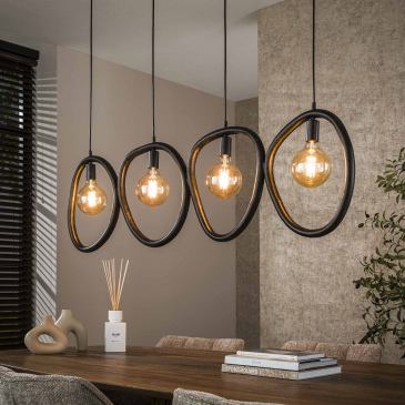 Hanglamp Pebble 4-Lichts Zwart - Giga Meubel