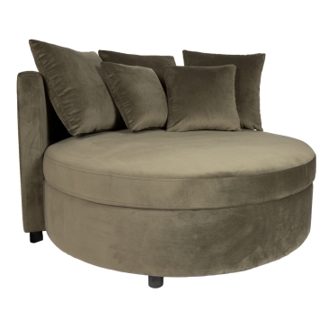 PTMD Fauteuil Fayen Velvet Groen Half Rond