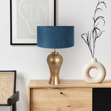 Steinhauer Tafellamp Brass Vaas Velours Blauw