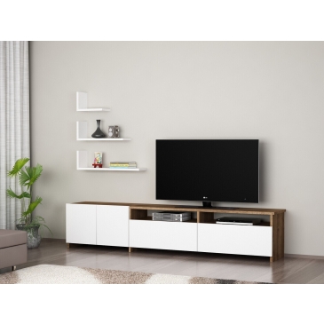 Tv-Meubel Gelincik Melamine Wit Walnoot