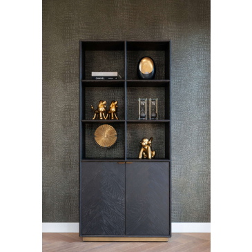 Richmond Boekenkast Blackbone Brass 2-deuren