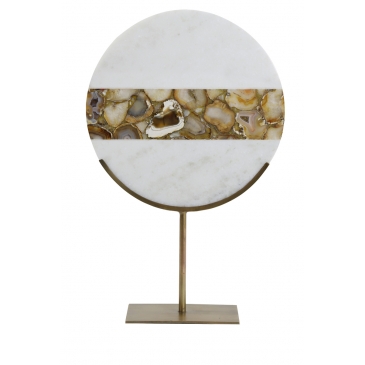 Light & Living Ornament Gouya Op Voet Marmer Wit/Geel 50cm