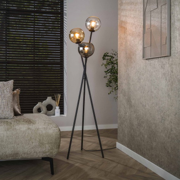 Vloerlamp Multi Globe 3-Lichts Zwart - Giga Meubel