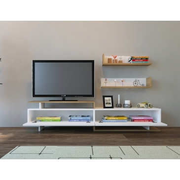 Tv-Meubel Ayaz Melamine Wit Teak