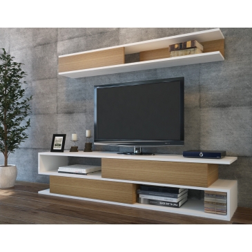 Tv-Meubel Sims Melamine Wit Teak