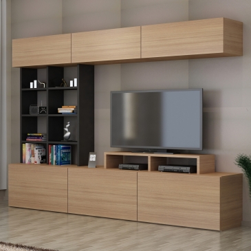 Tv-Meubel Sasa Melamine Teak Zwart