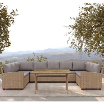 Loungeset Ventura Naturel PE Rotan 9-Zits - Giga Living