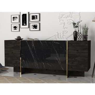 Dressoir Veyron Melamine Zwart Goud