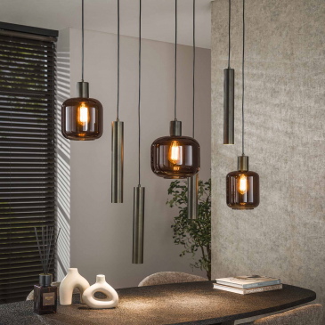 Hanglamp Bronza Mix 4+3-Lichts Bruin - Giga Meubel
