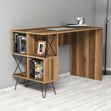 Bureau Extra Melamine Walnoot Zwart